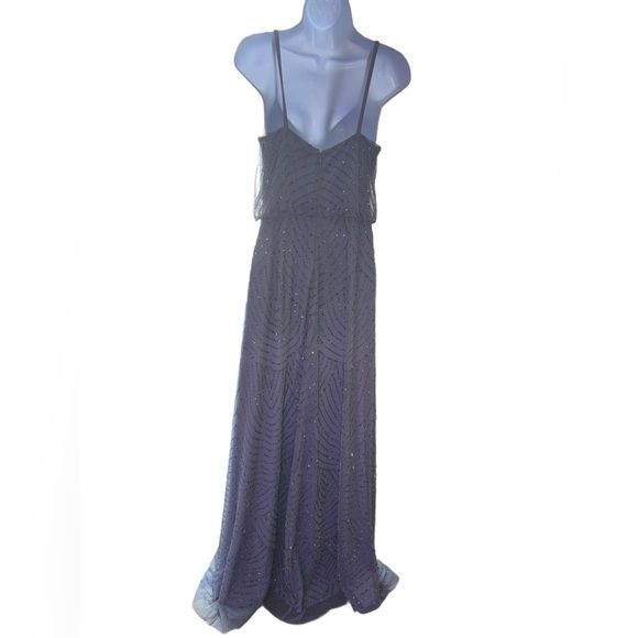 Adrianna Pappel | Art Deco Beaded Blouson Dress in Blue Mist - Picture 5 of 12